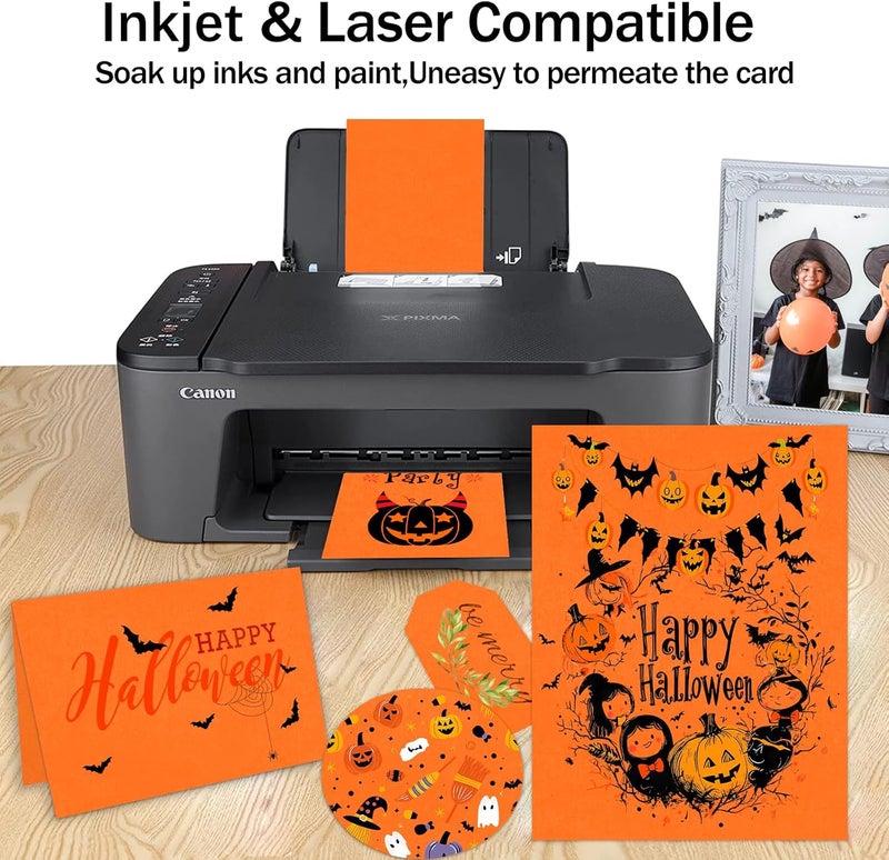 Goefun Orange Cardstock Paper 8.5 x 11 80lb Card Stock, 24 Sheets Orange Construction Paper for Halloween Card Making, Invitations, Menus, DIY Cards - Image 3